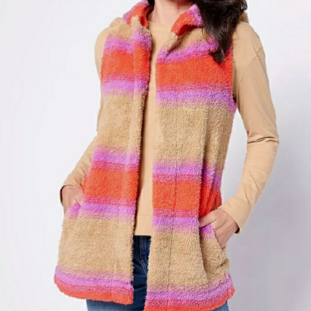Koolaburra UGG Colorful Striped Fuzzy Vest 2X
